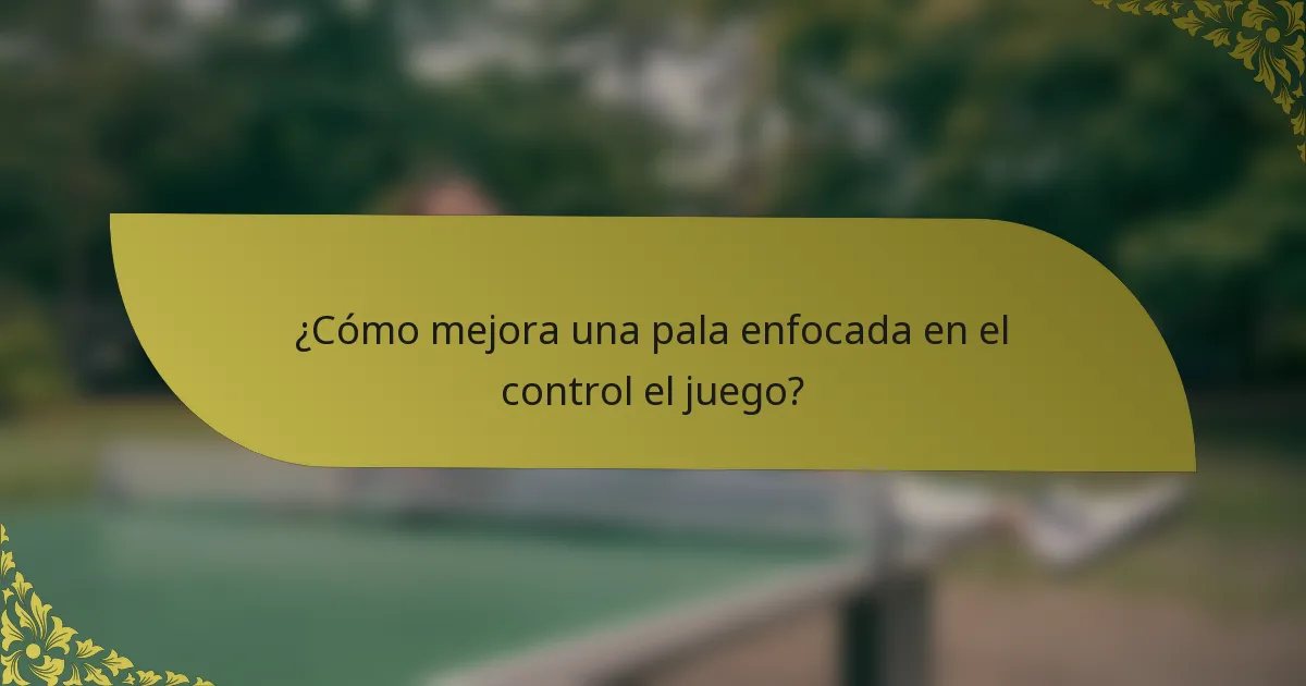 ¿Cómo mejora una pala enfocada en el control el juego?