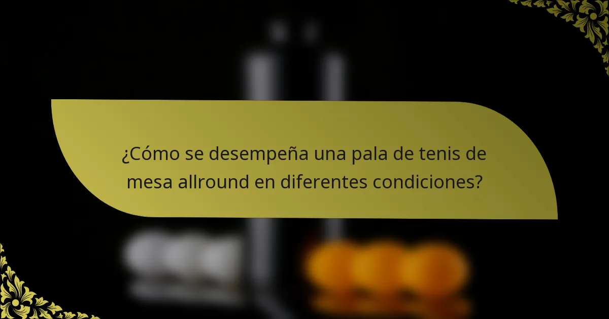 ¿Cómo se desempeña una pala de tenis de mesa allround en diferentes condiciones?