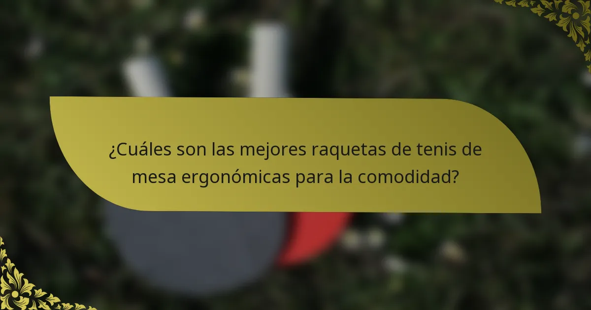 ¿Cuáles son las mejores raquetas de tenis de mesa ergonómicas para la comodidad?