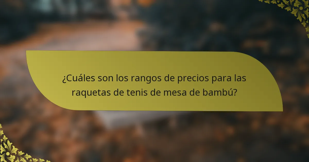 ¿Cuáles son los rangos de precios para las raquetas de tenis de mesa de bambú?