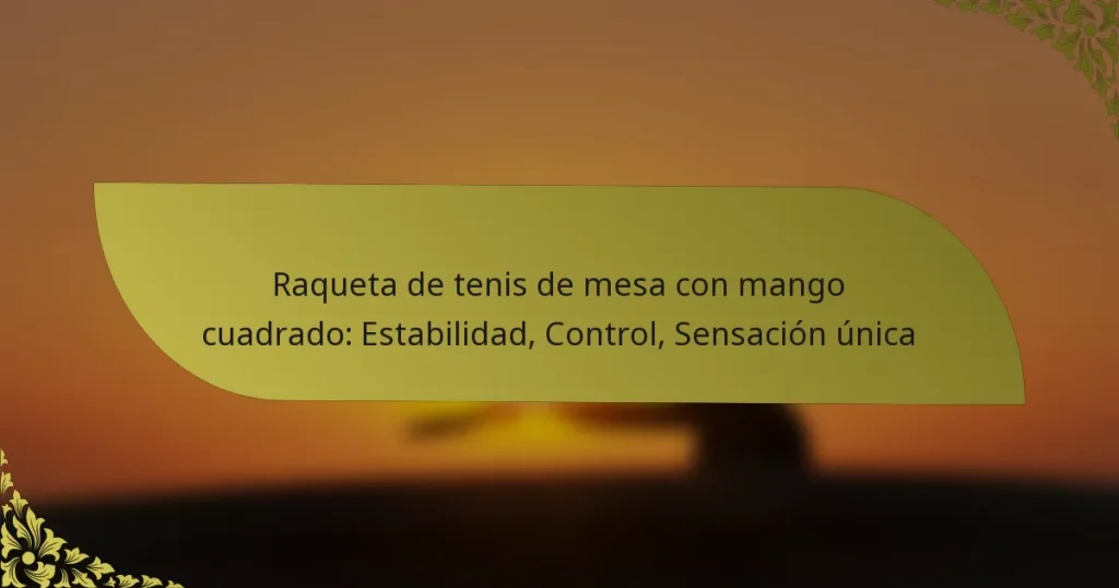 Raqueta de tenis de mesa con mango cuadrado: Estabilidad, Control, Sensación única