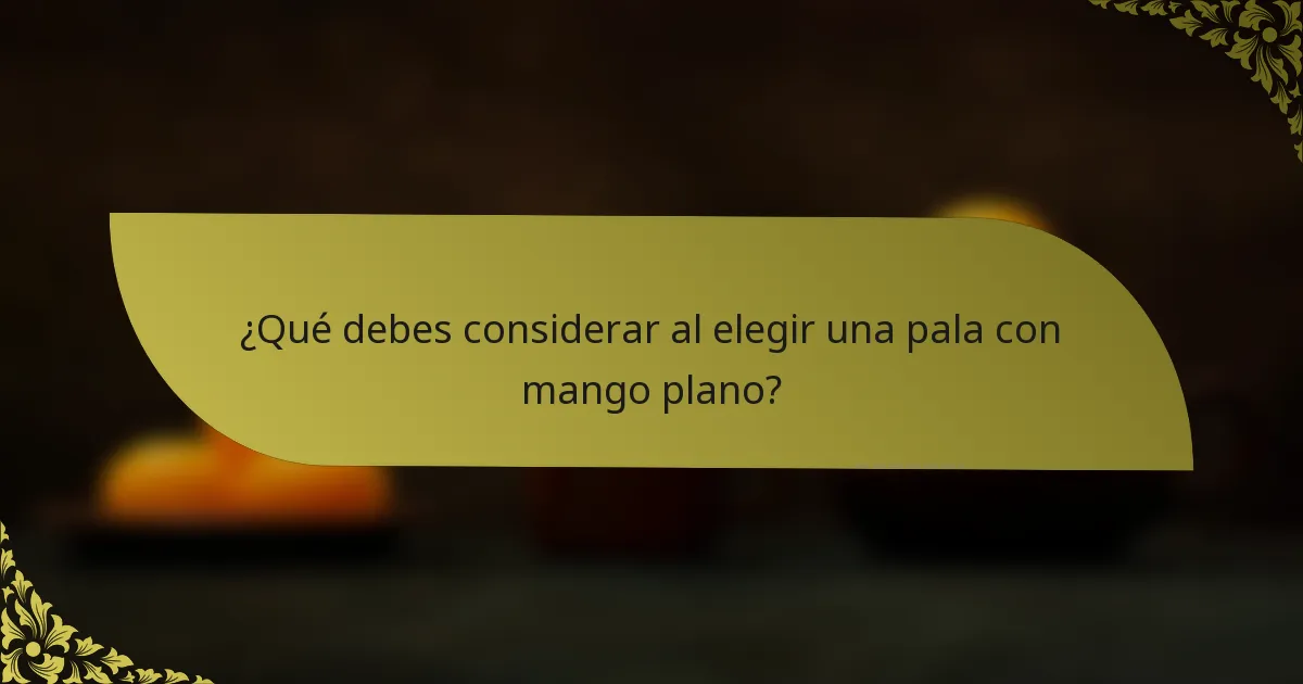 ¿Qué debes considerar al elegir una pala con mango plano?