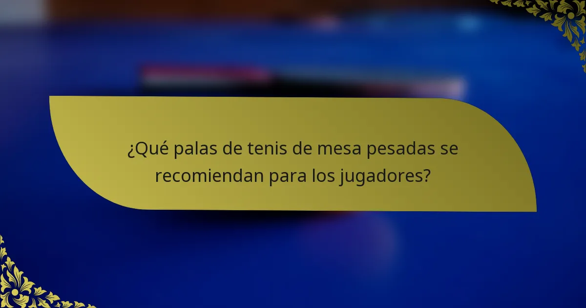 ¿Qué palas de tenis de mesa pesadas se recomiendan para los jugadores?