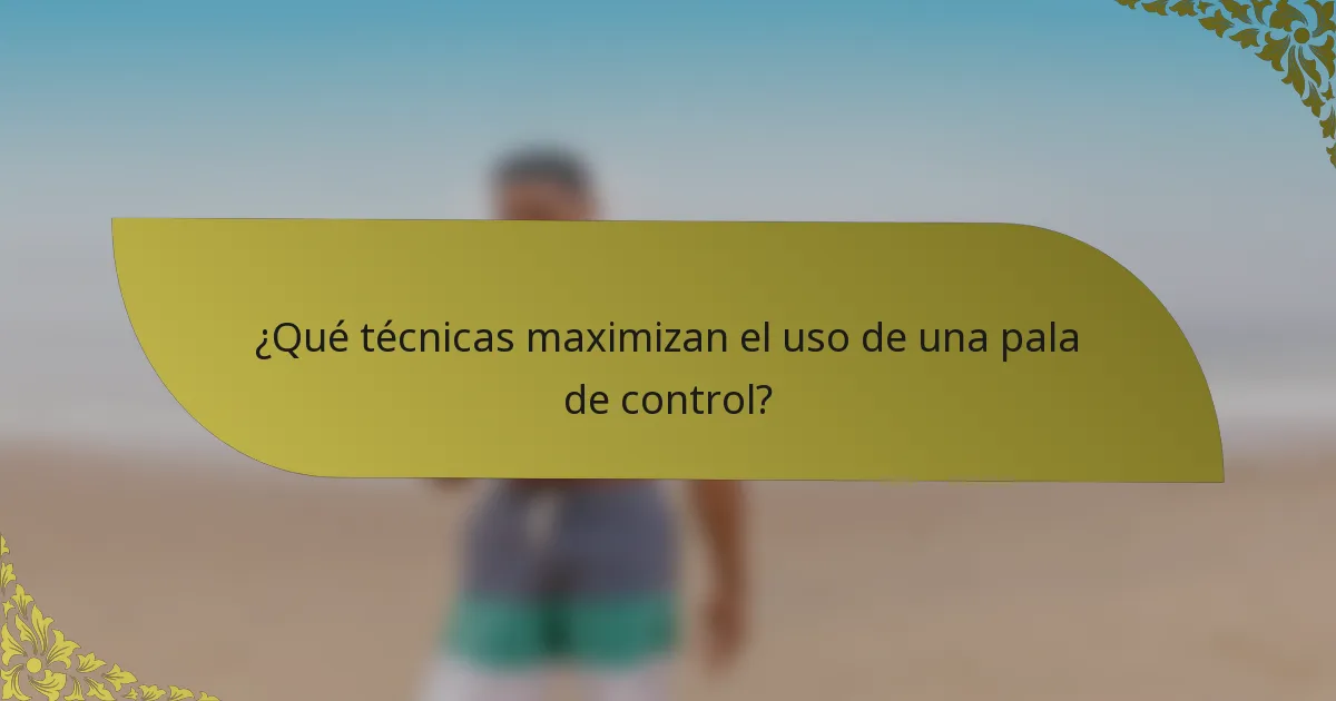 ¿Qué técnicas maximizan el uso de una pala de control?